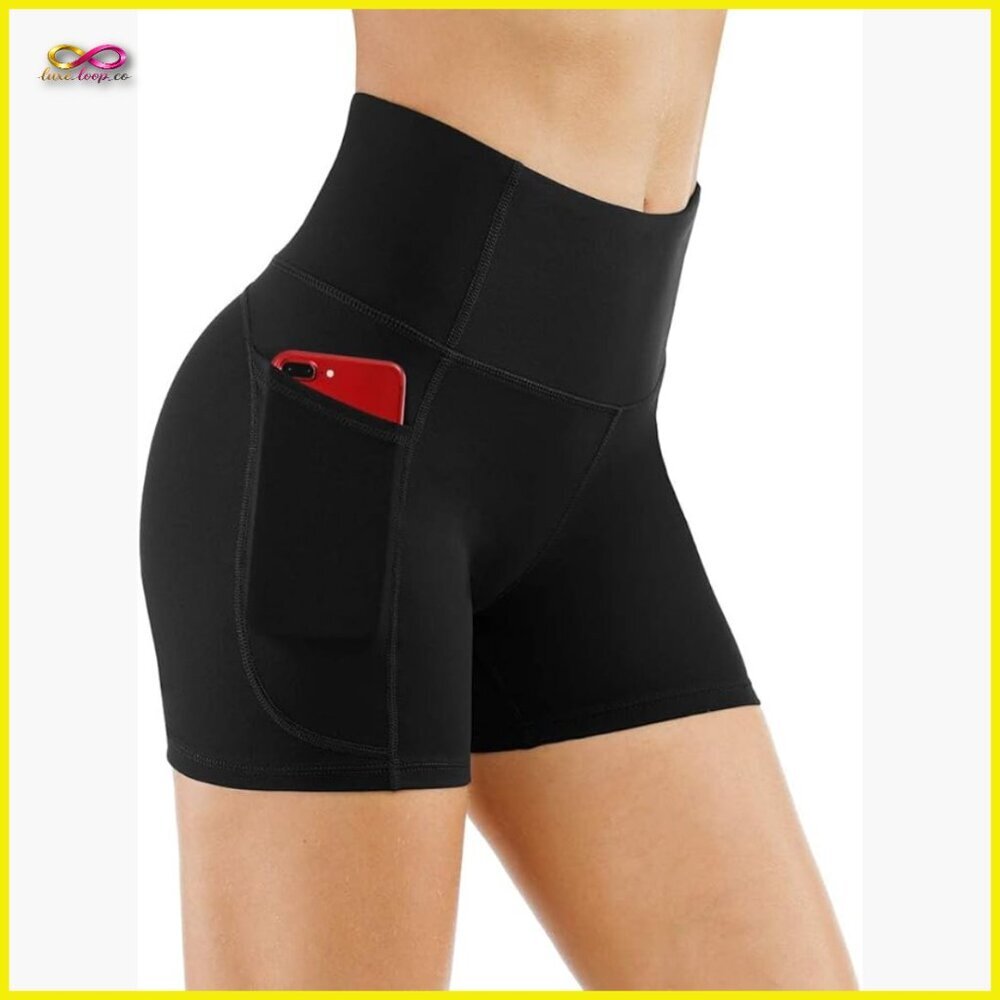 High Waist Yoga Shorts Tummy Control Fitness Athletic Workout Running Deep